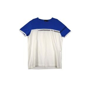 Hugo Boss Mens Striped T-Shirt Size XXL (fits like L) White Blue Short Sleeve